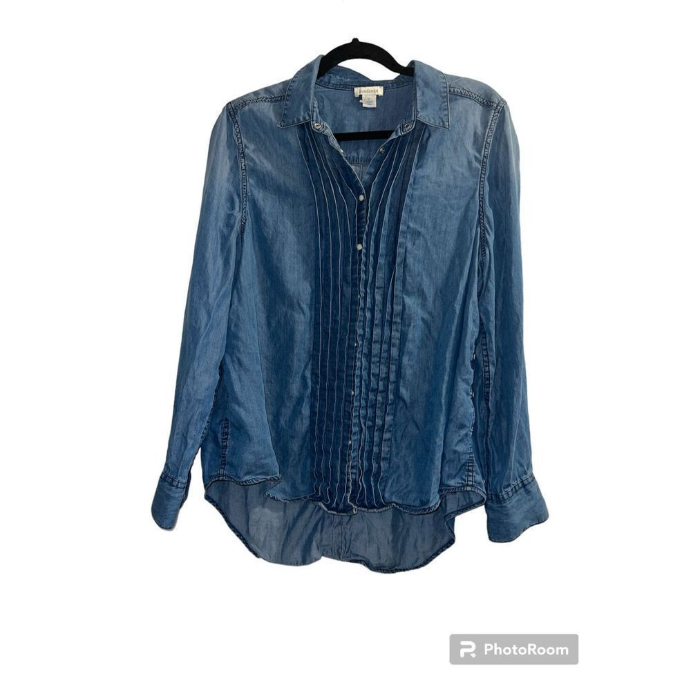 ✨Sundance Catalog TESSA Chambray Sz Large Shirt Pearlized Button✨
